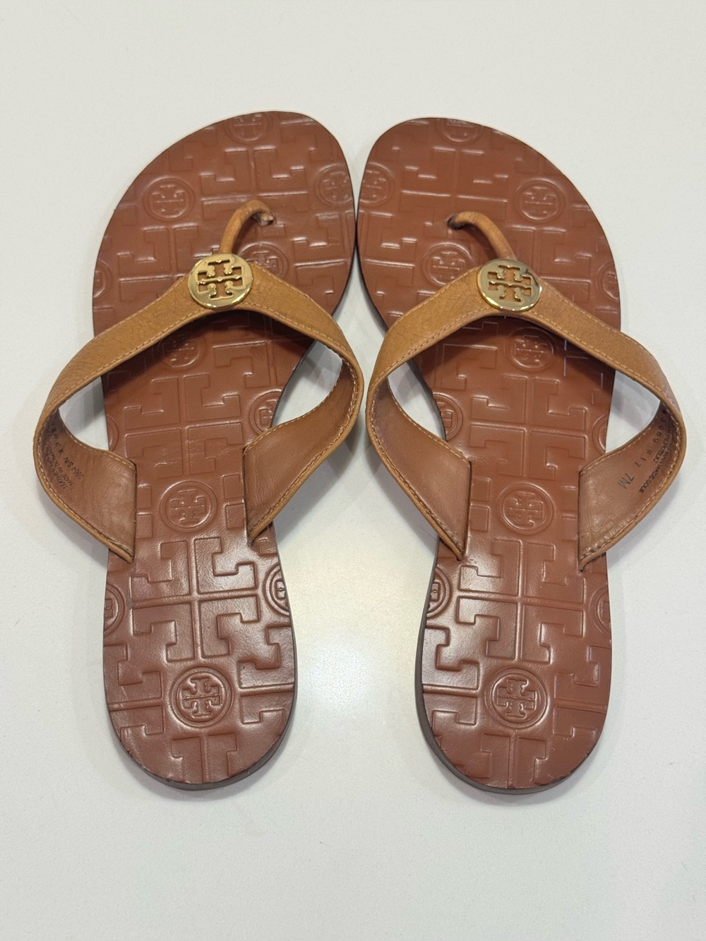 Tory Burch Brown Sandals Size 7 Leather Flip Flop/Thong - Picture 3 of 9